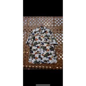 Vintage 90s Britches Hawaiian Shirt Men ‎ Sailing Outrigger Floral Aloha Cotton